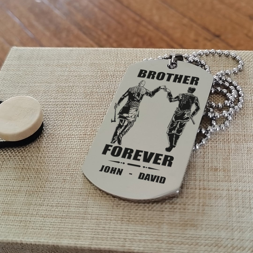 Ver3 Vikings customizable engraved black dog tag double sided gift from brother, brother forever