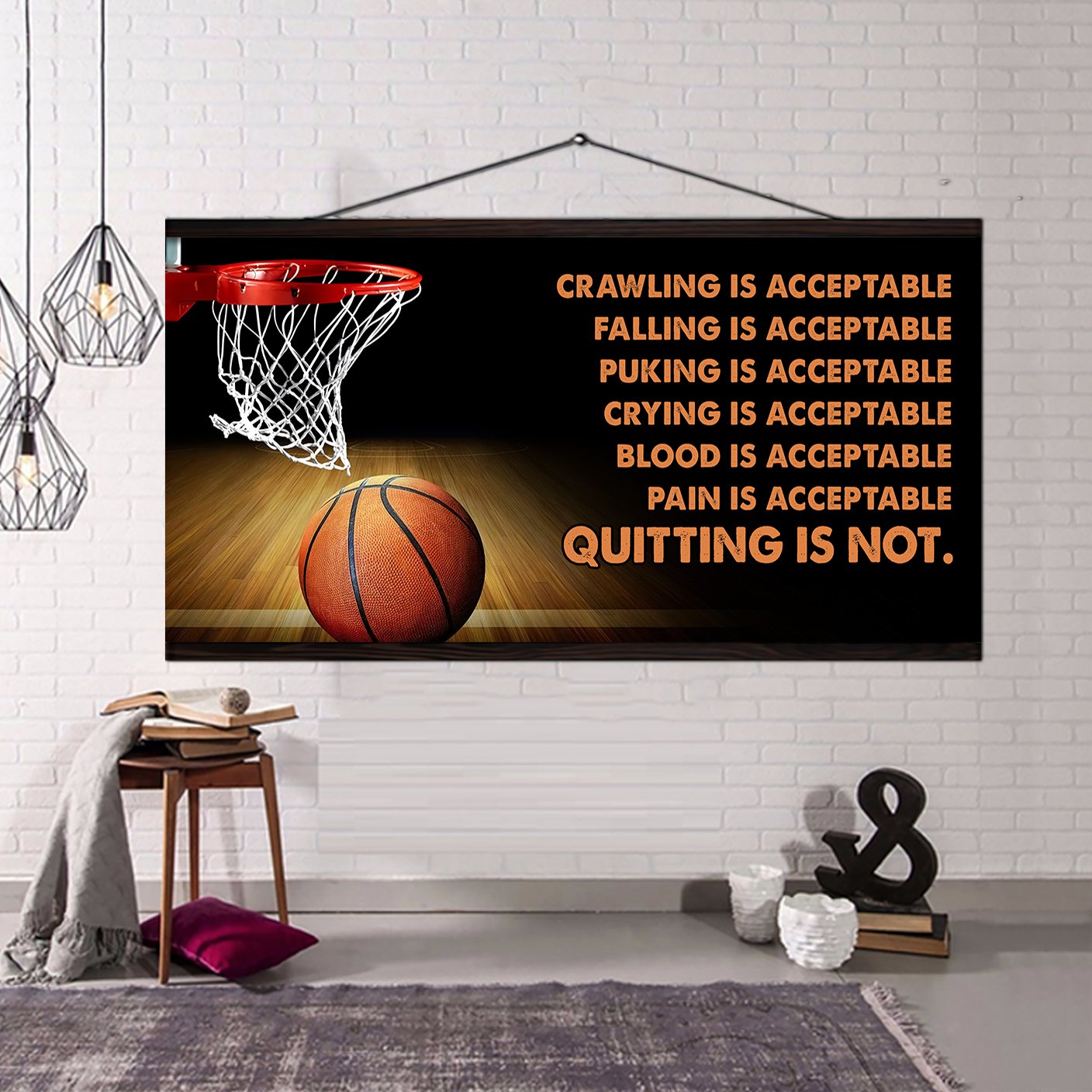 Customizable basketball poster – quitting is not