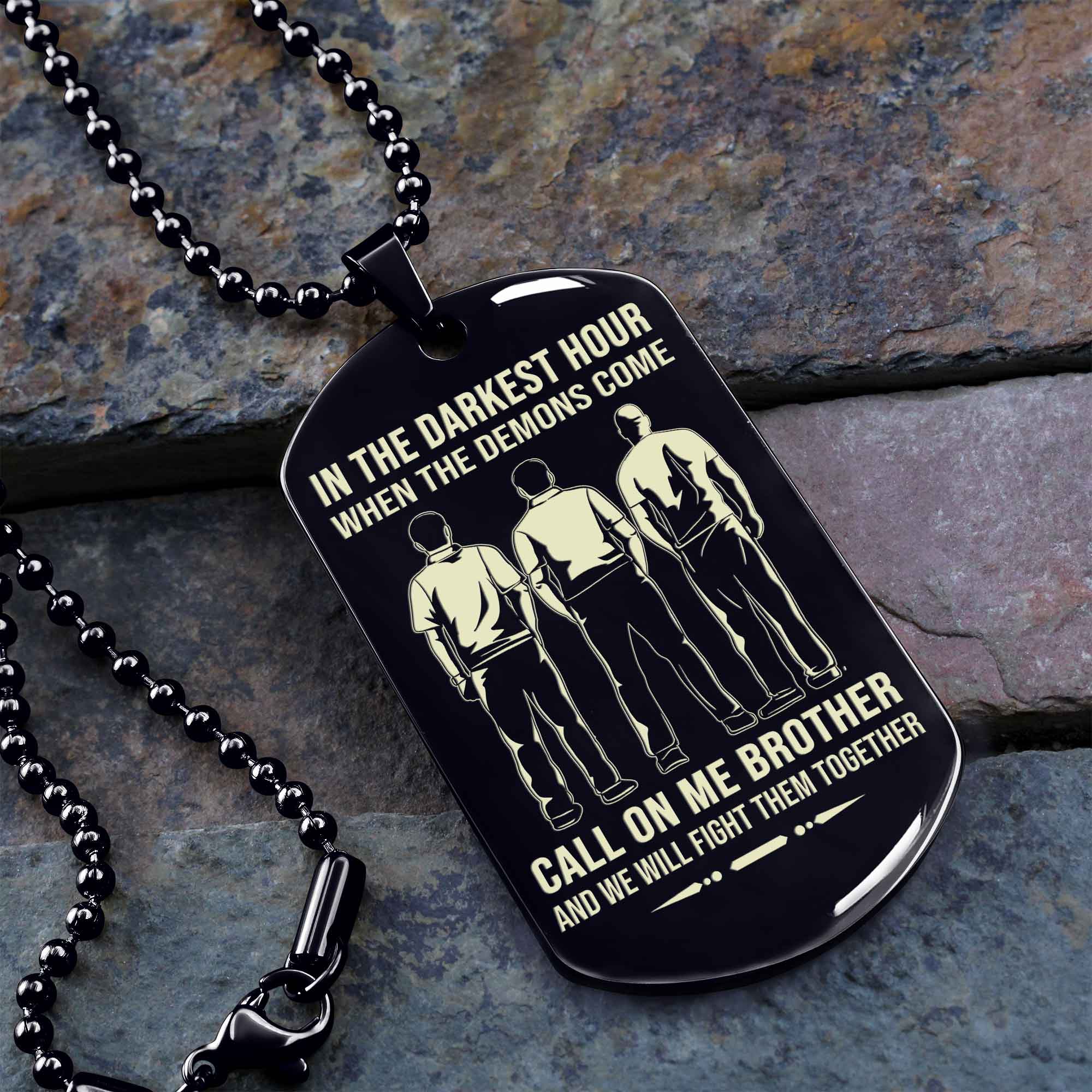 Brothers customizable engraved black dog tag double sided gift from brother, brother forever