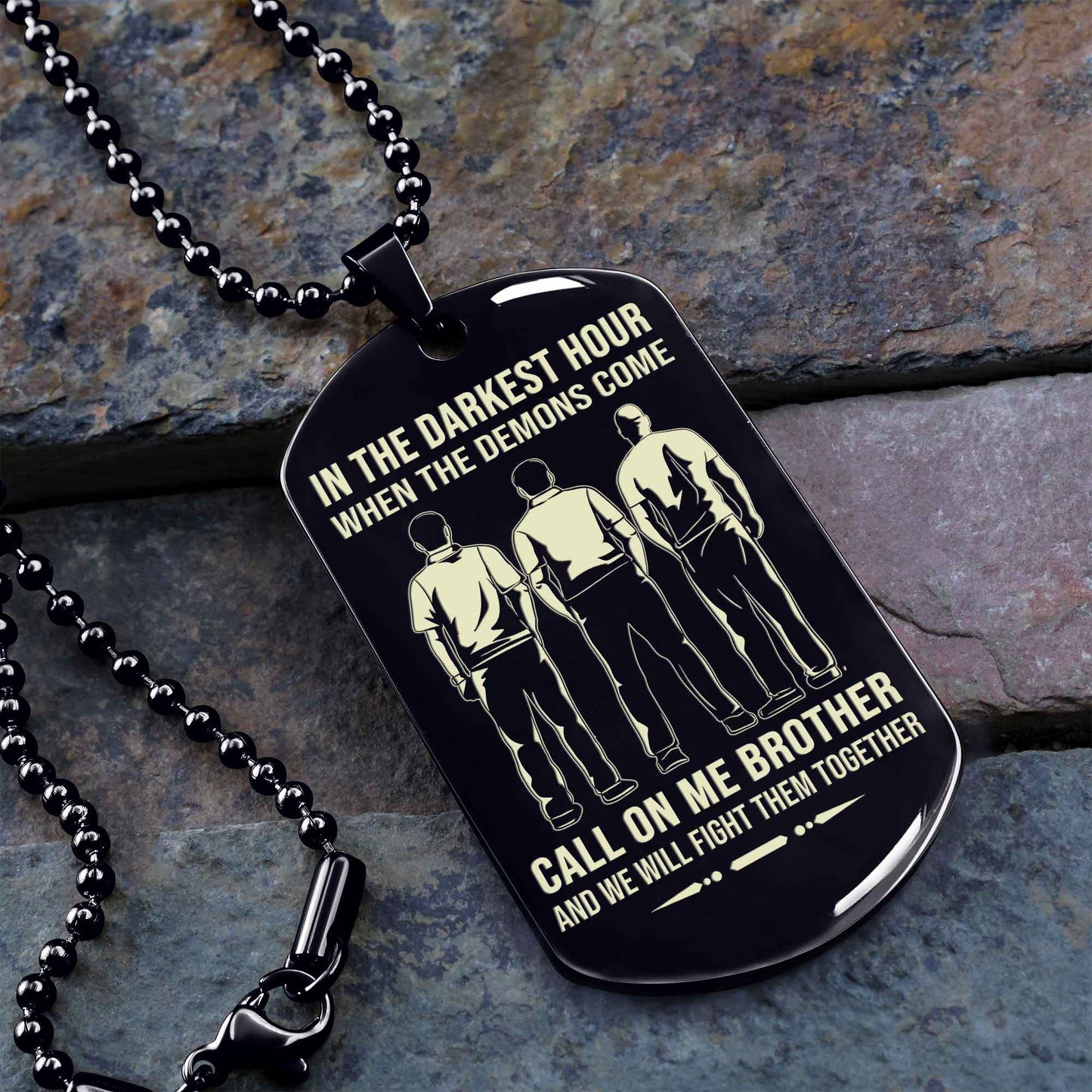 Samuraicustomizable engraved black dog tag double sided gift from brother, brother forever