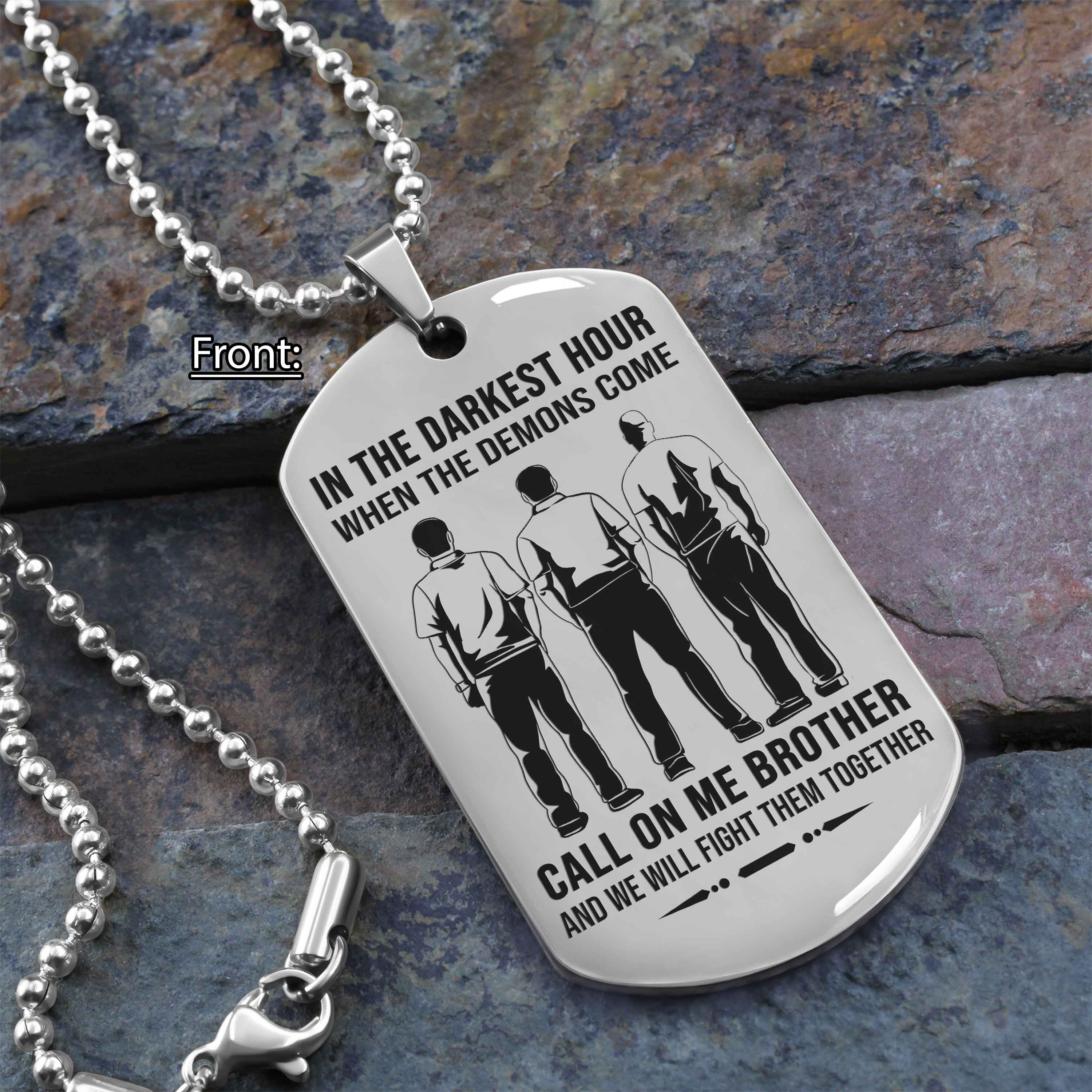 Brothers customizable engraved black dog tag double sided gift from brother, brother forever