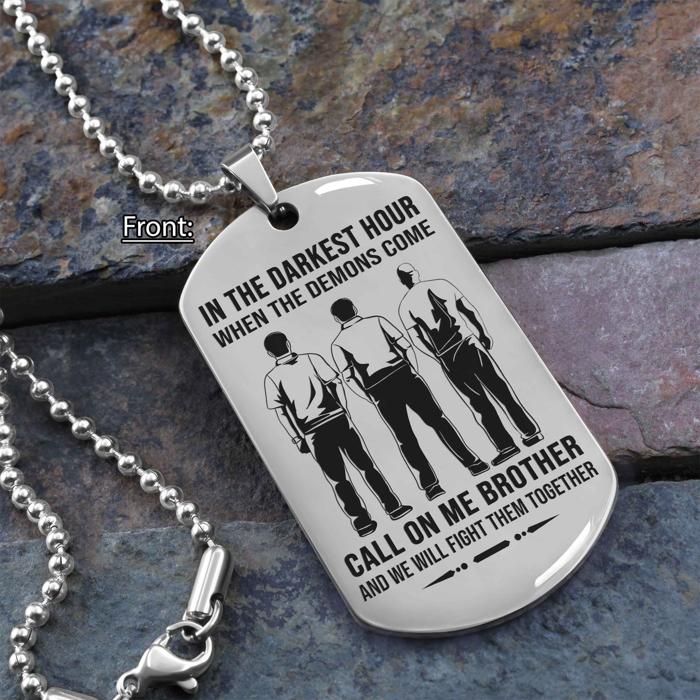Samuraicustomizable engraved black dog tag double sided gift from brother, brother forever