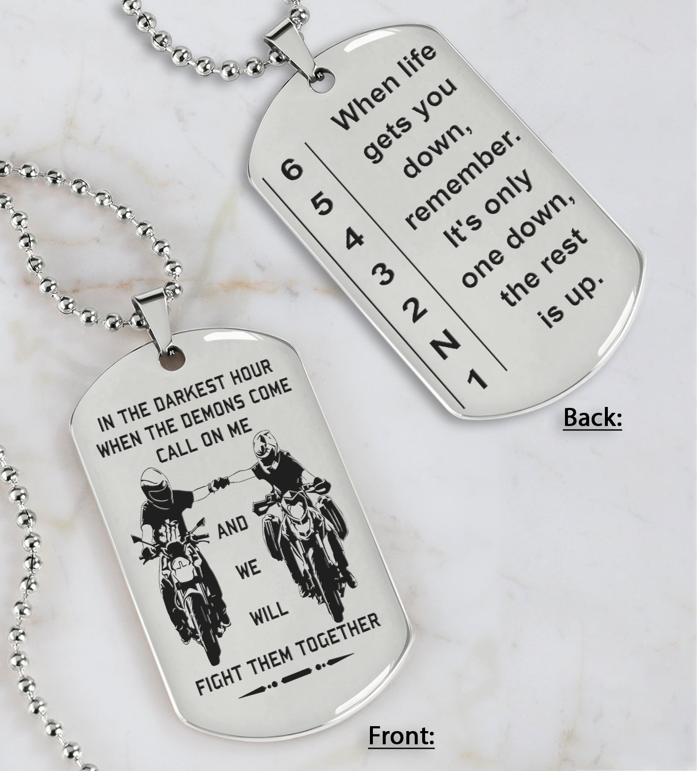 Biker Ver 2 Double Sided Dog Tag Call On Me - When Life Gets You Down