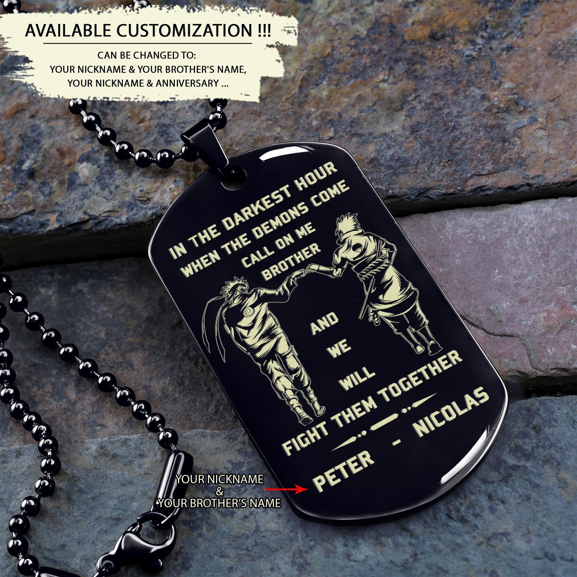 Soldier customizable engraved brother dog tag gift from brother