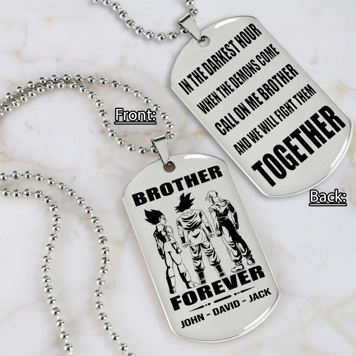 Vikings customizable engraved black dog tag double sided gift from brother, brother forever