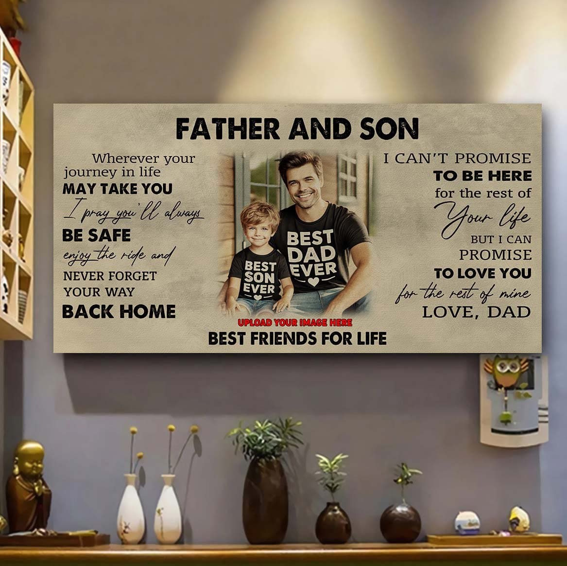 DRB Father And Son Best Friends For Life - Never Forget Your Way Back Home Poster Canvas Gift For Son From Father-Photo Upload