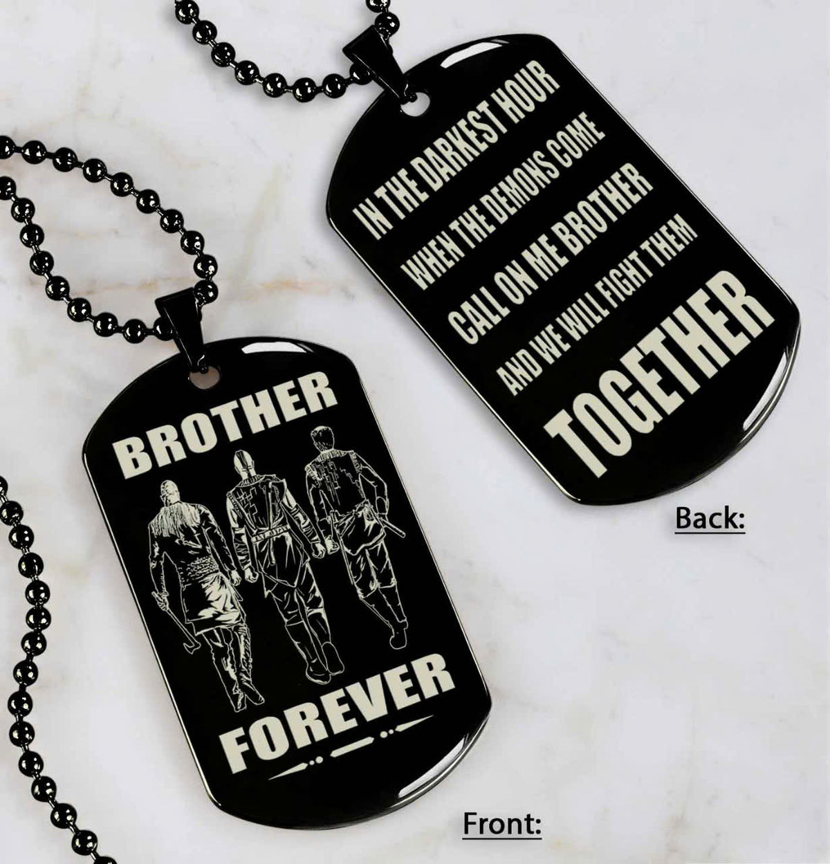 Brothers customizable engraved black dog tag double sided gift from brother, brother forever